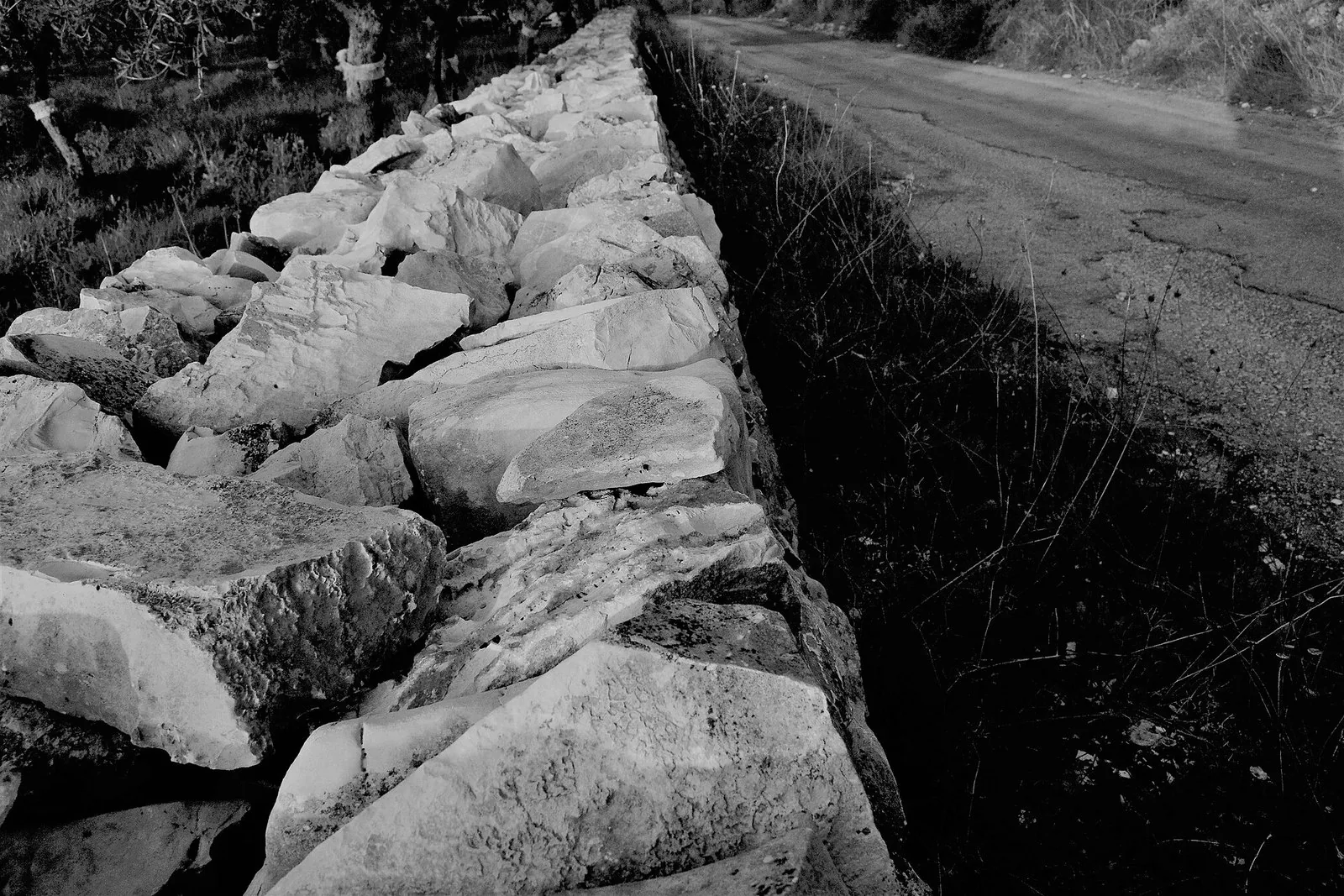 Un muretto a secco che delimita un campo